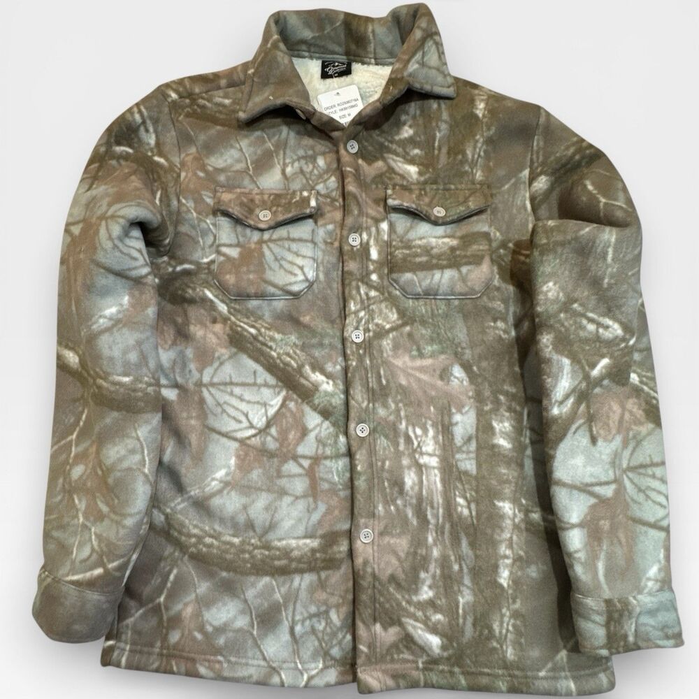 NWT Camo Sherpa Lined Shacket Jacket‎ M Button Front Original Deluxe Supply
